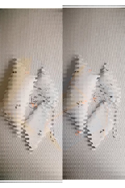 120X120Cm Organik Müslin Örtü, Yastık Kılıfı Ve Müslin Çanta Seti / Ördekler