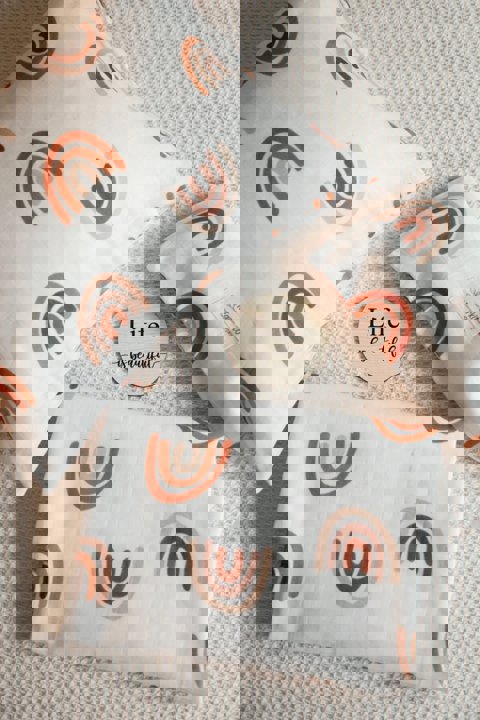 120X120Cm Organik Müslin Örtü, Yastık Kılıfı Ve Müslin Çanta Seti / Bohem Gökkuşağı