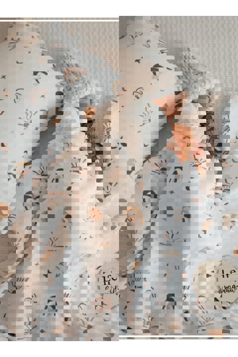 120X120Cm Organik Müslin Örtü, Yastık Kılıfı Ve Müslin Çanta Seti / Gökyüzü