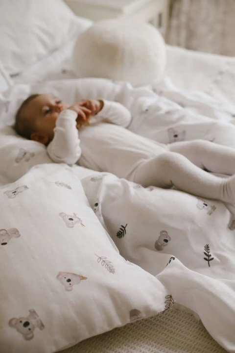 120X120Cm Organik Müslin Örtü, Yastık Kılıfı Ve Müslin Çanta Seti / Koala