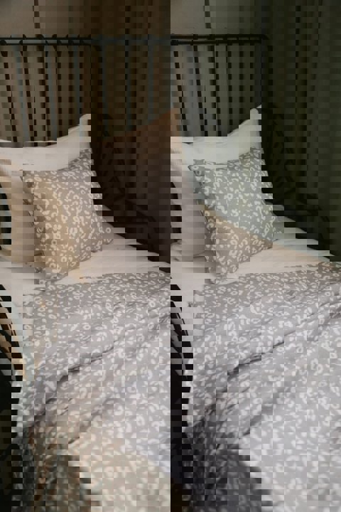 120X120Cm Organik Müslin Örtü, Yastık Kılıfı Ve Müslin Çanta Seti / Leopar