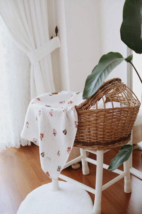 Puppy 4 Katlı Müslin Bebek & Çocuk Battaniye 95X95Cm Ekru Zemin / Renkli